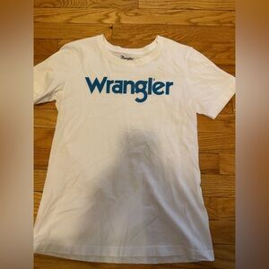 Wrangler White Tee with Blue Graphic
